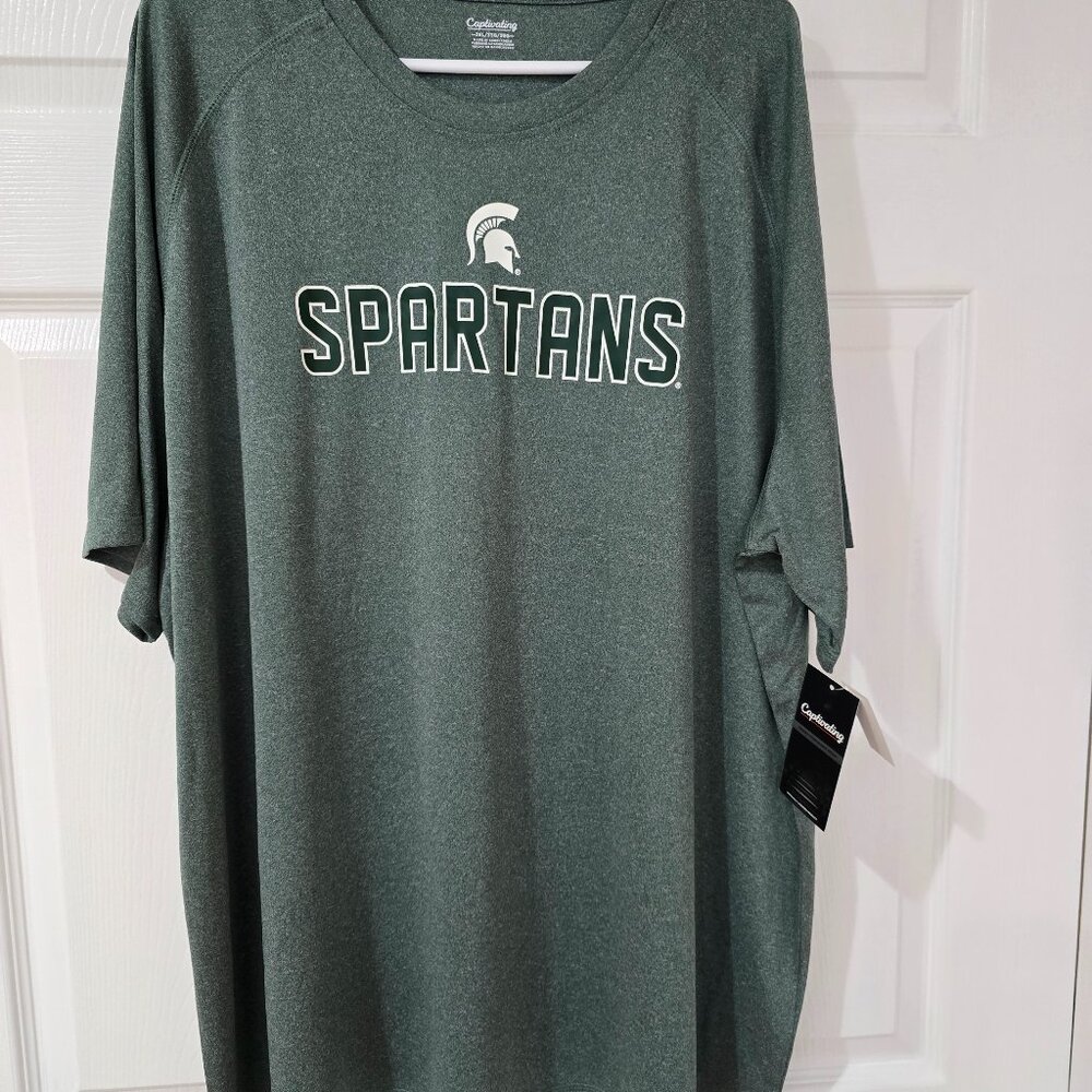 Michigan Spartans Men's Captivating Short Sleeve T-Shirt‎ Poly Green Sz 3XL NWT